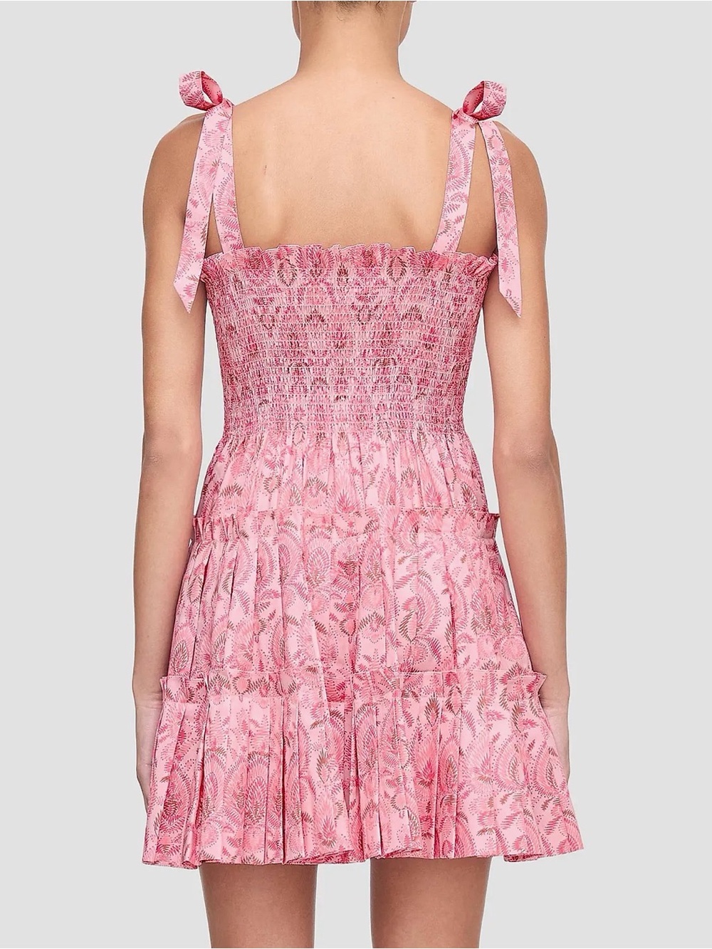 Hill House Home The Ribbon Charlotte Nap Dress Mini - Pink Palm Ikat - Picture 4 of 5